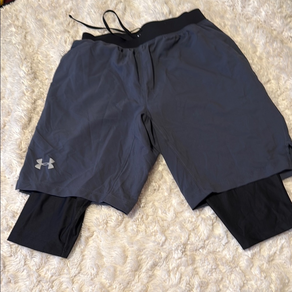 Under Armour Gray Athletic Shorts with Compression Layer